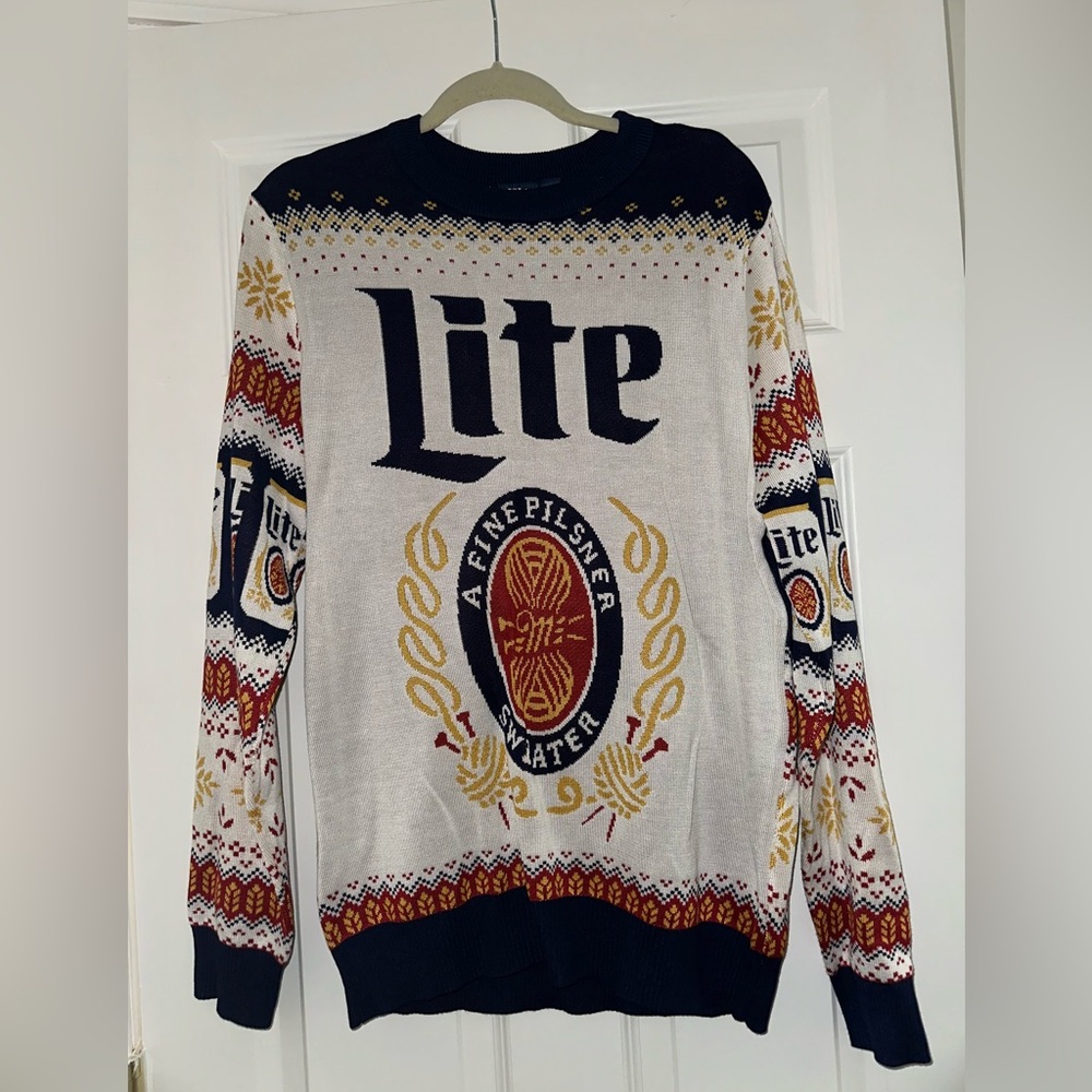 Oversized Christmas Holiday Miller Lite Sweater - Size Medium - NEVER WORN